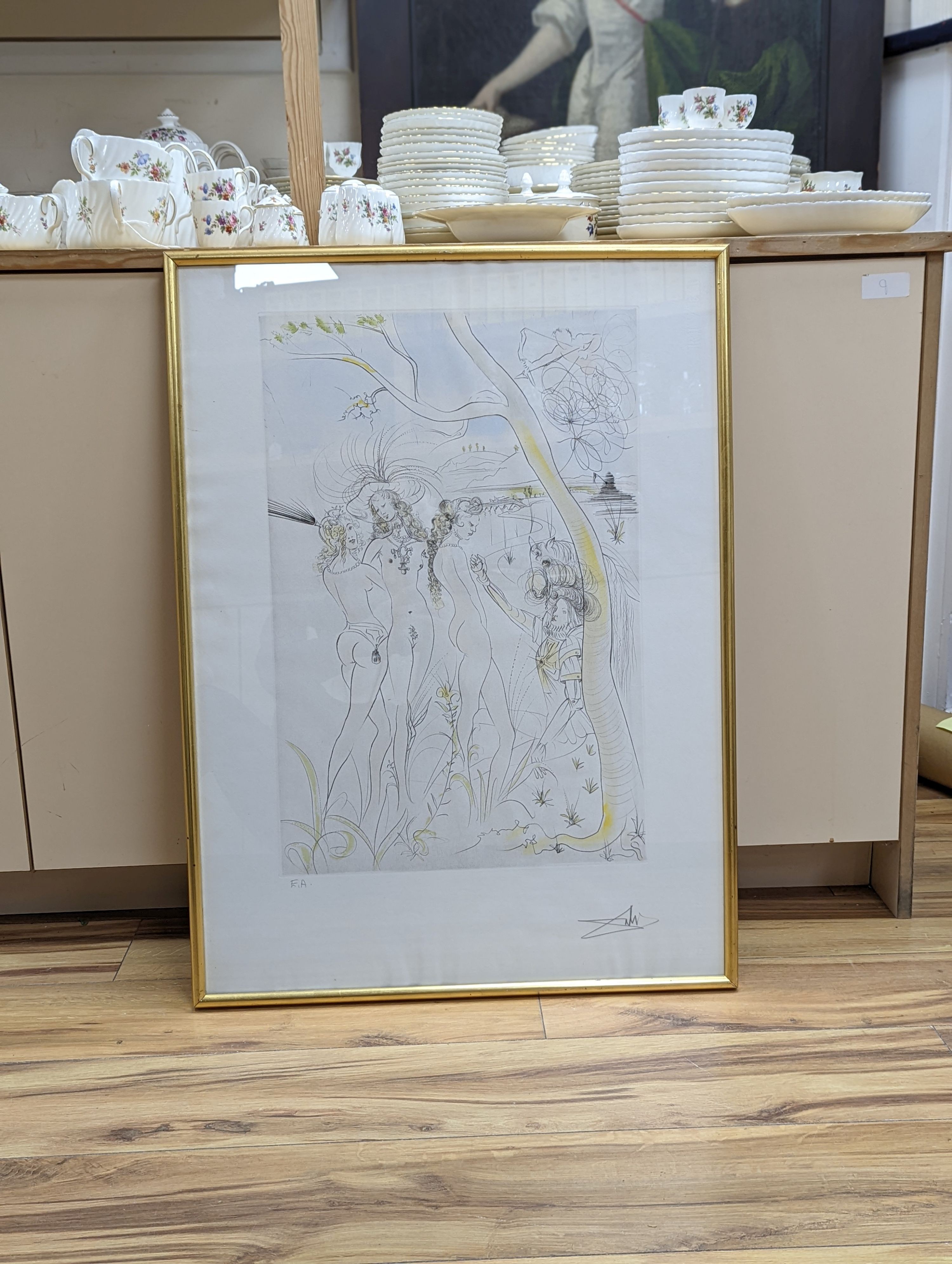 Salvador Dali, artists proof print, 'Jugement de Paris', signed in pencil, 75 x 55cm